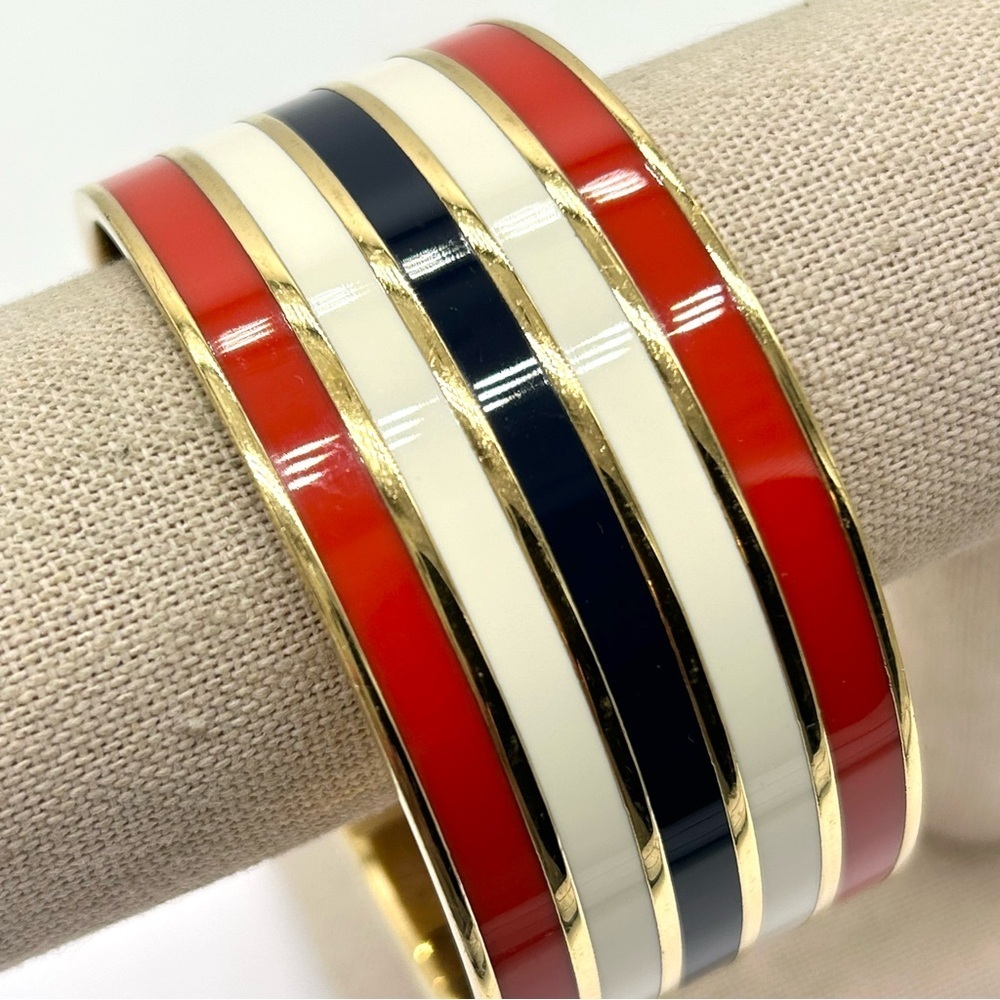 Kate Spade Red White Navy “Read Between the Lines” Bangle Bracelet